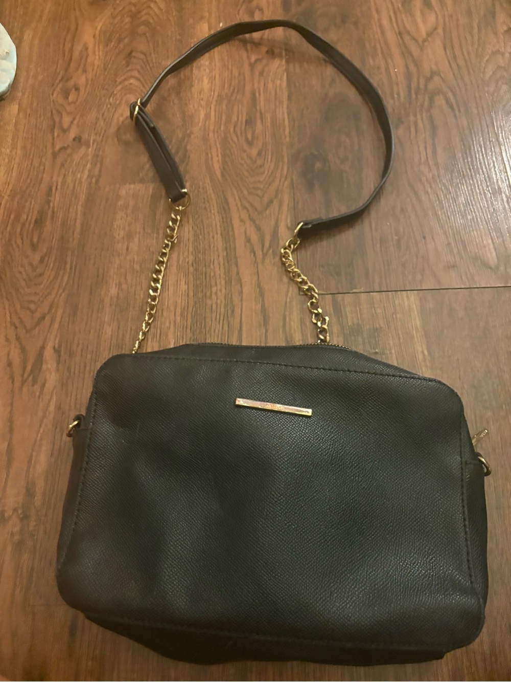 Aldo Black Crossbody with Gold Chain Accent